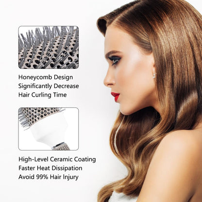 Juego de cepillos redondos para secado por soplado, cepillo de barril térmico profesional de iones de cerámica, cepillo térmico para hojas de cabello, cepillo de peinado de calor brillante, 5 tamaños