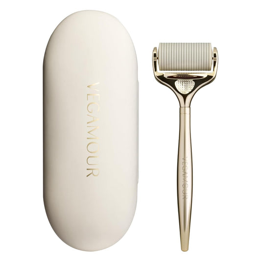 VEGAMOUR GRO+ Advanced Dermaroller | 1,200 Microneedles de 0.25mm Herramienta para el cuero cabelludo | Exfolia suavemente el cuero cabelludo | Cabezal ancho para máxima cobertura