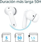 Auriculares inalámbricos A40 Pro, auriculares Bluetooth de 50 horas de reproducción, micrófono integrado con cancelación de ruido con funda de carga, auriculares Bluetooth con sonido estéreo