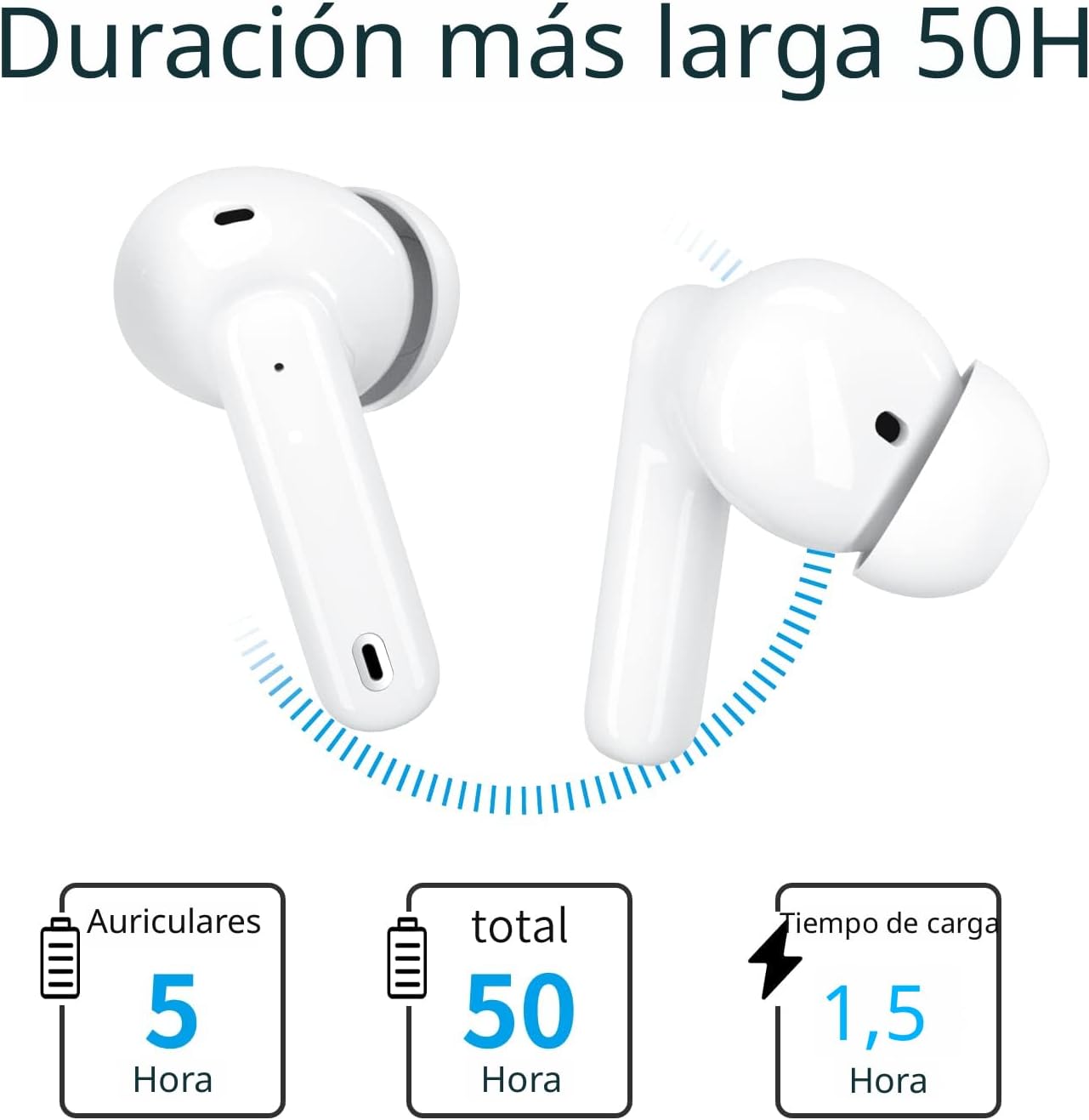 Auriculares inalámbricos A40 Pro, auriculares Bluetooth de 50 horas de reproducción, micrófono integrado con cancelación de ruido con funda de carga, auriculares Bluetooth con sonido estéreo