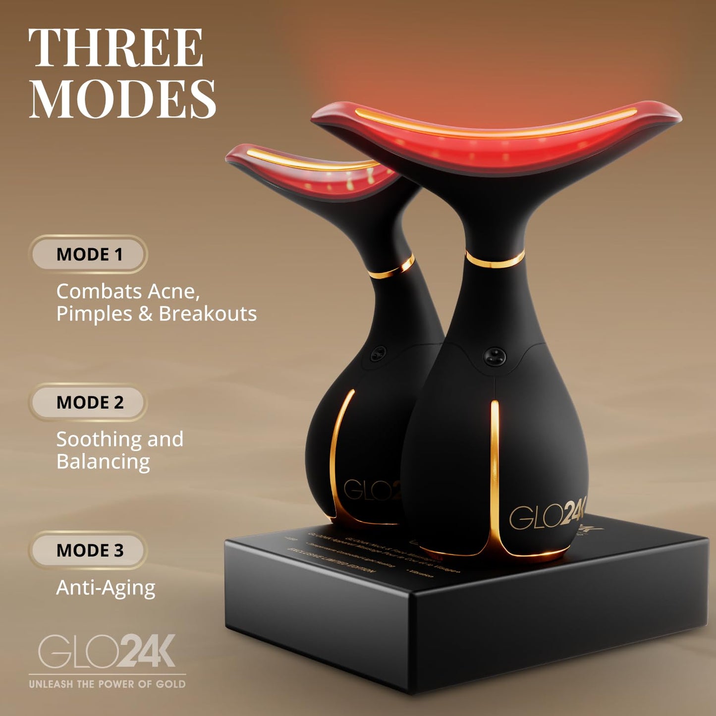 GLO24K Dispositivo de Belleza con Luz Roja para Cara y Cuello \u201...