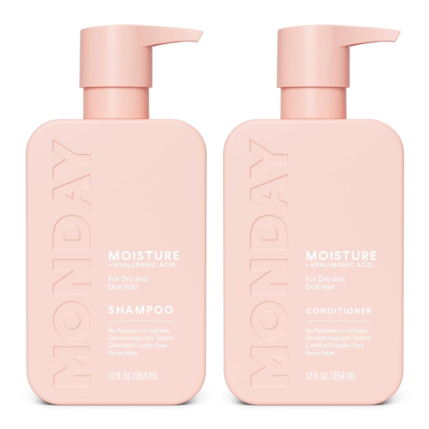 MONDAY HAIRCARE Champú hidratante + acondicionador para cabello seco, grueso, estresado y encrespado, hecho con aceite de coco, proteína de arroz, manteca de karité y vitamina E, todo natural, 12