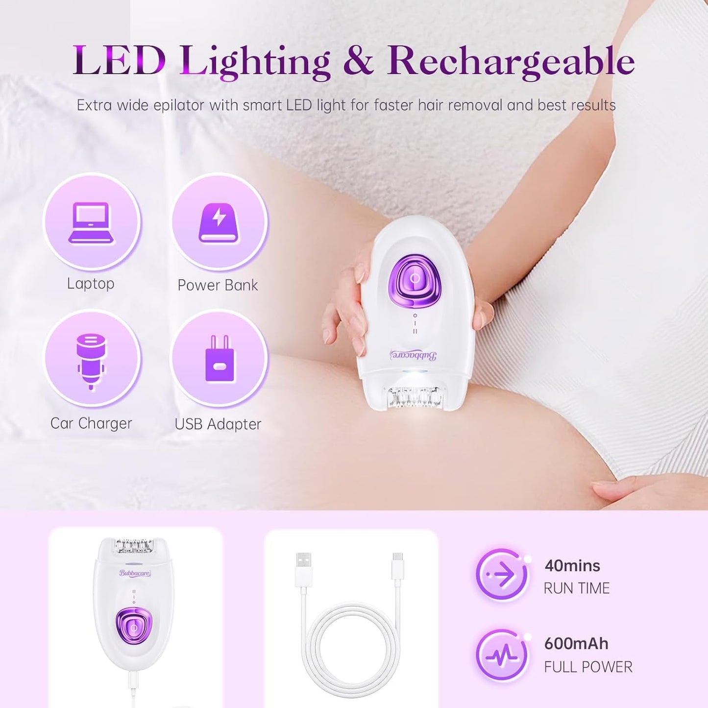 Depiladora para mujeres, dispositivo de depilación facial inalámbri...