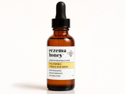 ECZEMA HONEY 15% de vitamina C + suero de ácido ferúlico, productos antienvejecimiento para el cuidado de la piel, aceite facial para eczema, piel seca y sensible (1 onza)