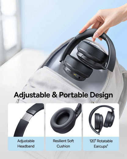 Baseus Bass BH1 Lite - Auriculares Bluetooth sobre la oreja, SuperBass, tiempo de reproducción de 80 horas, llamadas claras AI ENC, ajuste cómodo, control inteligente de aplicaciones, Bluetooth 6.0
