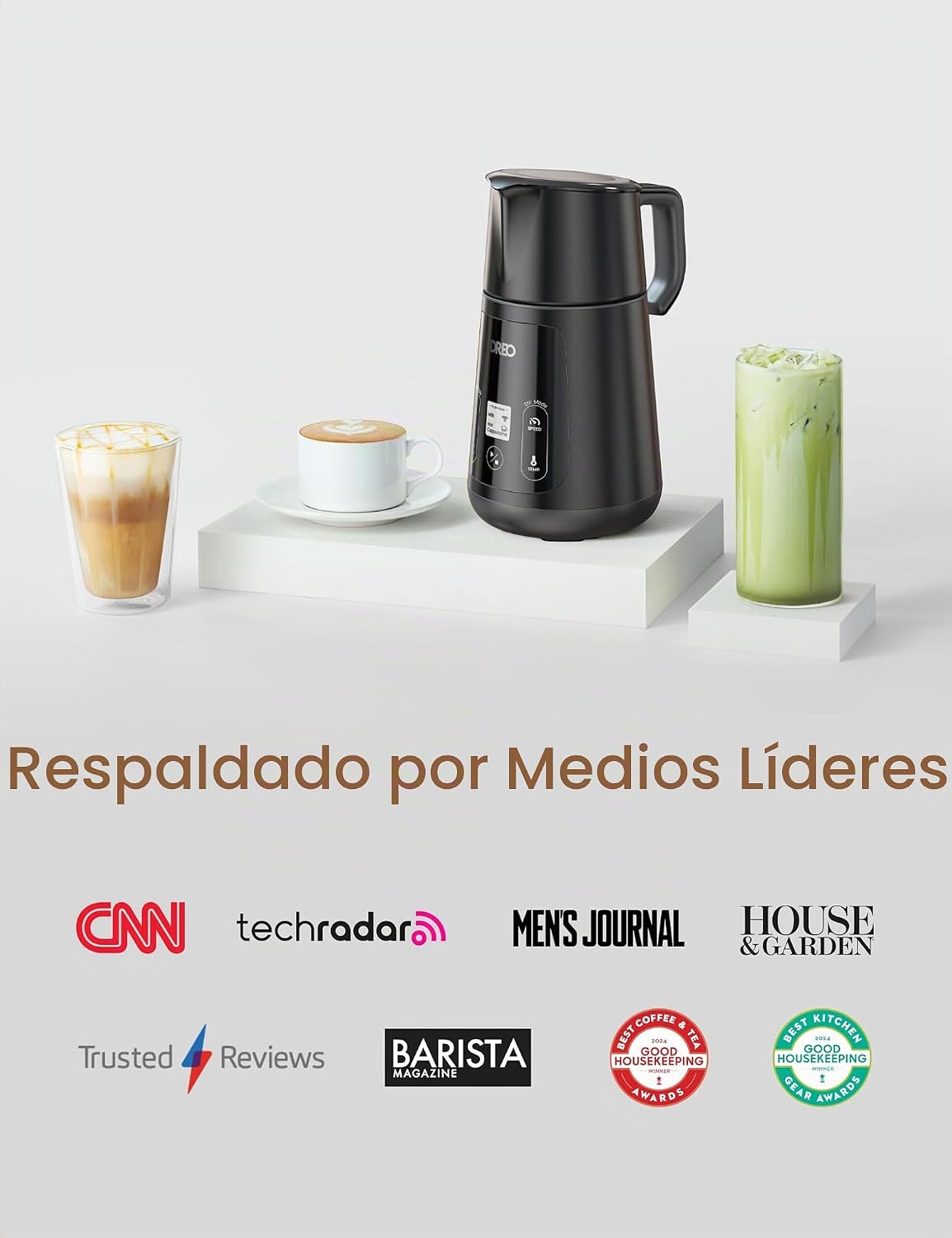 DREO BaristaMaker Espumador de Leche, Todo en 1, 27oz\/800ml Máquin...