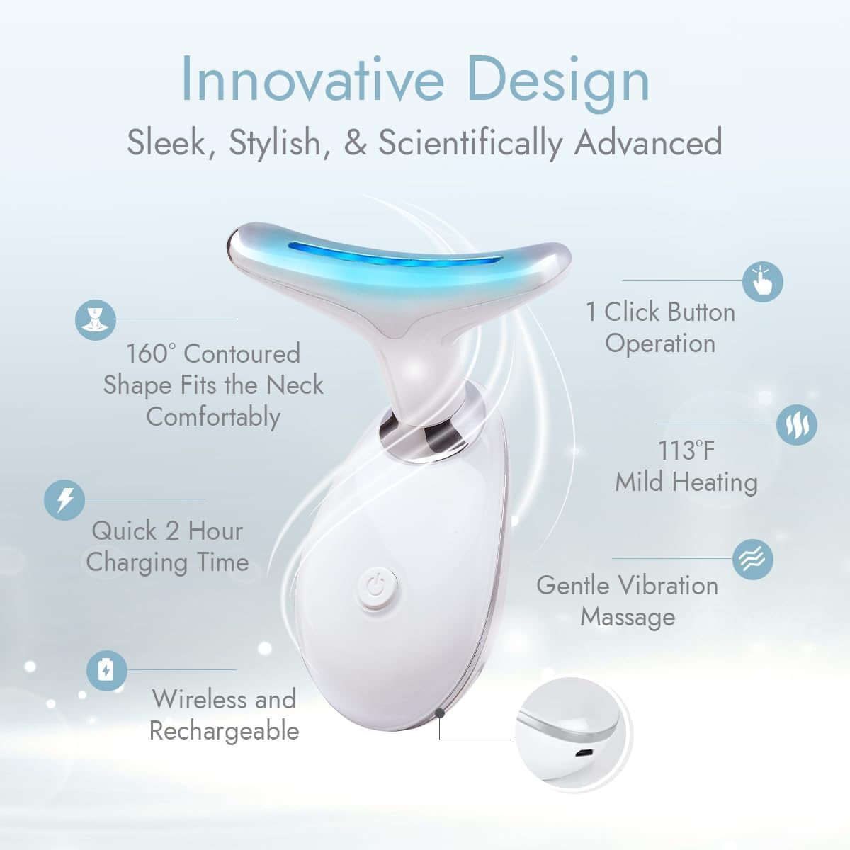 LuxeSkin Masajeador facial de terapia de luz roja LED de 7 colores...