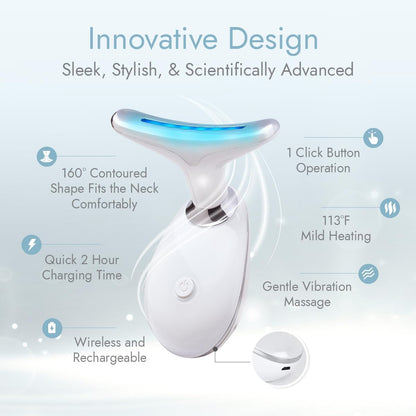 LuxeSkin Masajeador facial de terapia de luz roja LED de 7 colores...