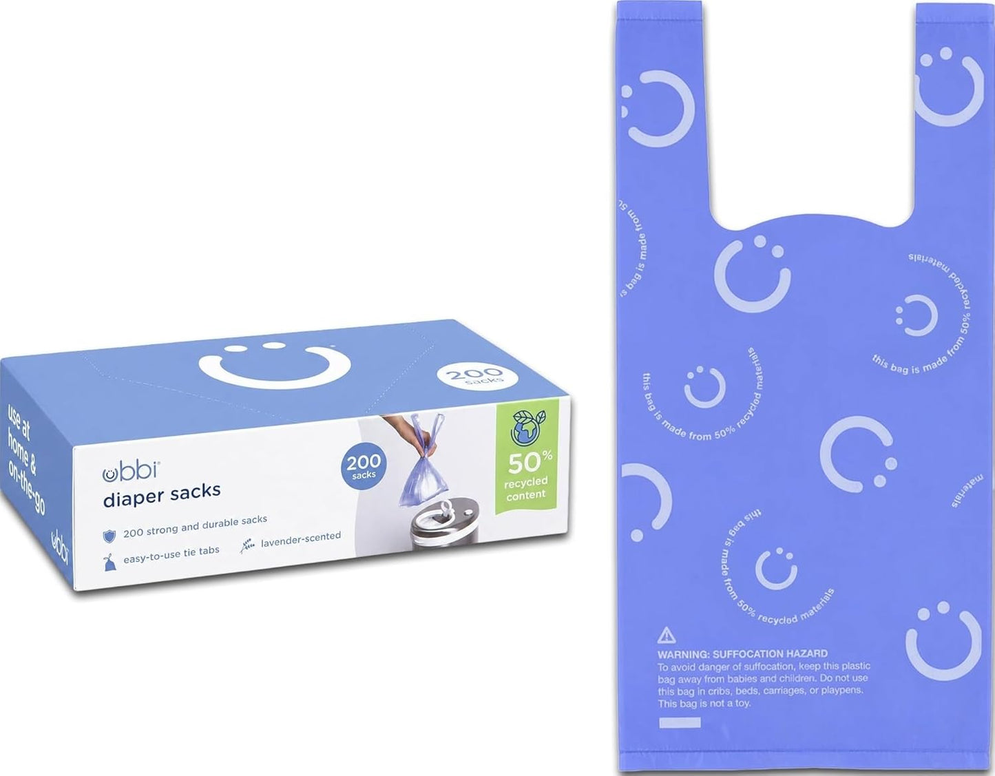 Sacos de pañales desechables Ubbi, con aroma a lavanda, lengüetas f...
