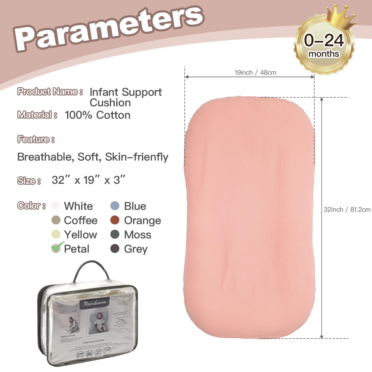 Infant Support Cushion - Baby Support Cushion for Newborn, 0-24 Mon...