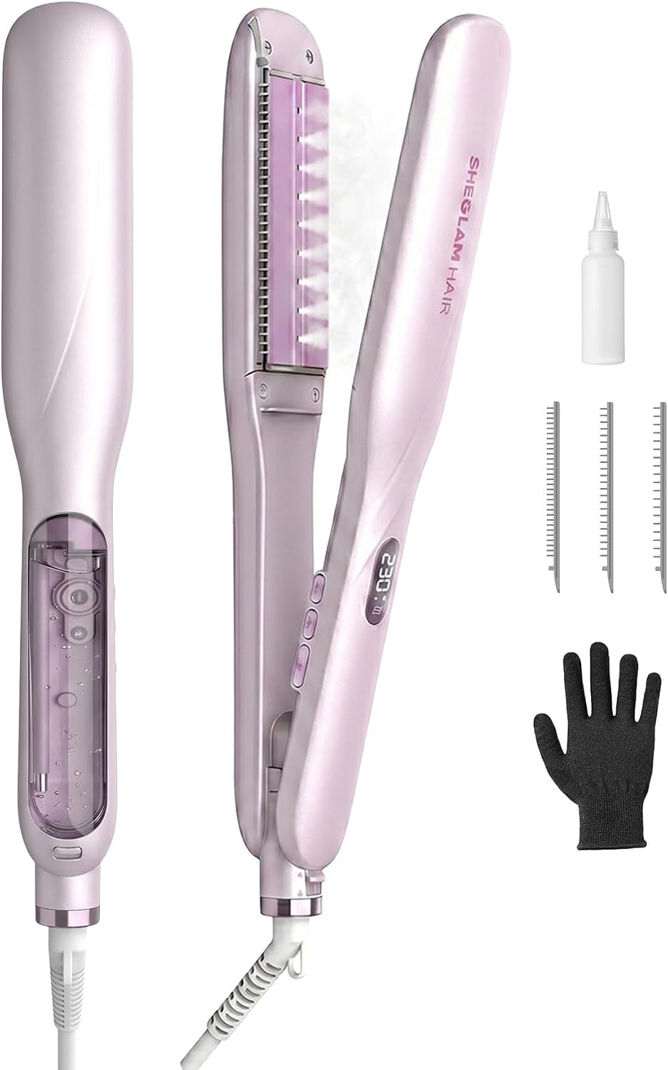 SHEGLAM Plancha de vapor Plancha de pelo Plancha Plancha de Cerámic...