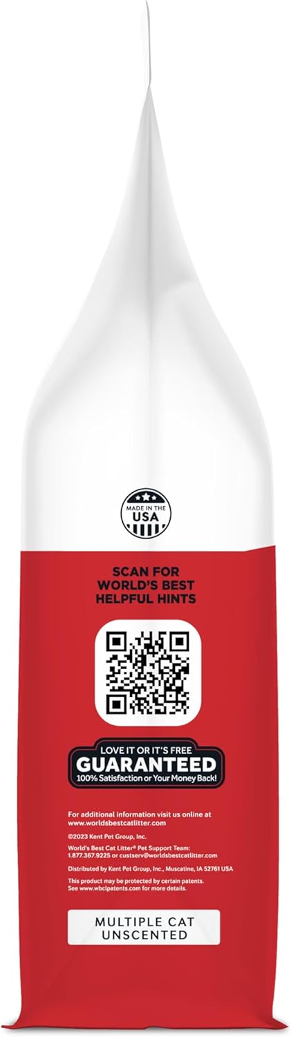 WORLD'S BEST CAT LITTER Múltiples gatos sin perfume, 15 libras,...