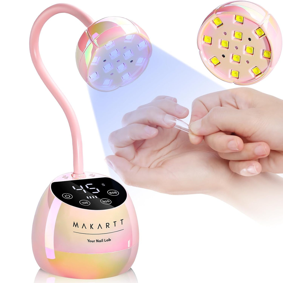 Makartt - Lámpara de uñas inalámbrica con cuello de cisne UV para u...