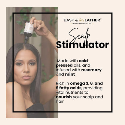 Aceite para el crecimiento del cabello y estimulador del cuero cabelludo de Bask & Lather, mezcla de menta y romero prensada en frío con semilla de uva para el crecimiento del cabello, orgánico y