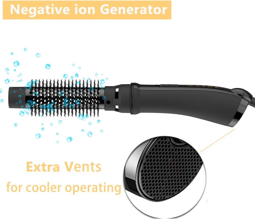 Moldeador y voluminizador de cerámica de aire caliente de un solo paso - Secador de pelo 3 en 1 iónico ligero de 1000 W, cepillo para rizar