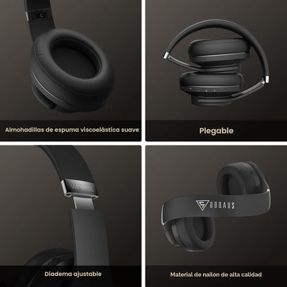 DOQAUS Auriculares Bluetooth sobre la oreja, auriculares inalámbric...