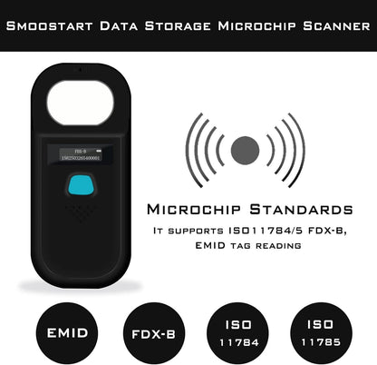 Smoostart Escáner de microchip para mascotas, ISO11784\/ISO11785\/F...