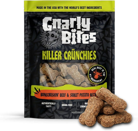 Gnarly Bites Killer Crunchies - Golosinas para perros, aperitivo cr...