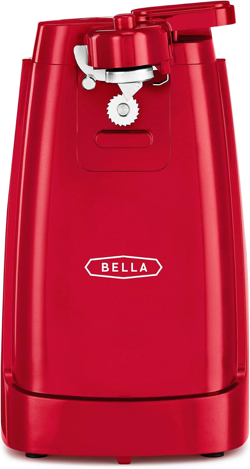 bella Abrelatas eléctrico y afilador de cuchillos, palanca de corte...