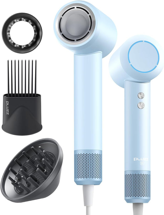 Secador de pelo con peine y accesorio difusor para cabello rizado,...