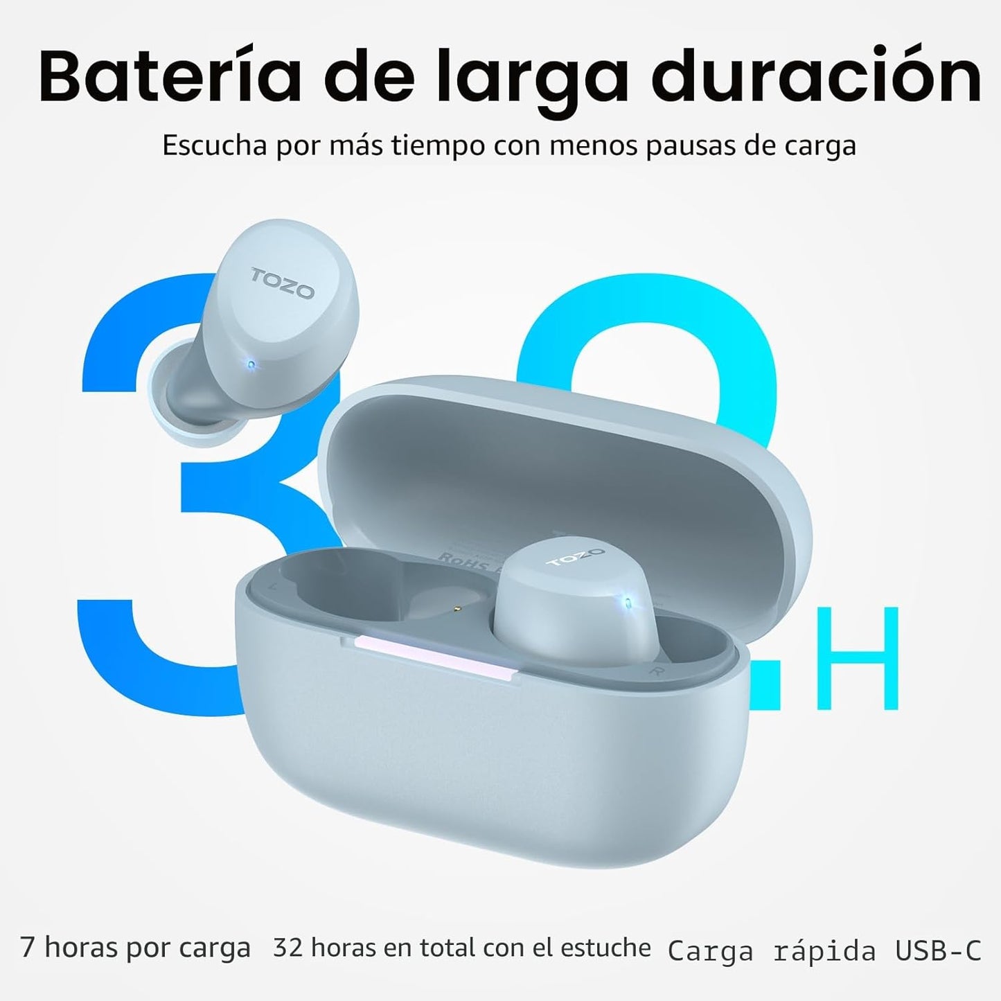 TOZO Auriculares inalámbricos A1 Bluetooth 5.3 de peso ligero en el...