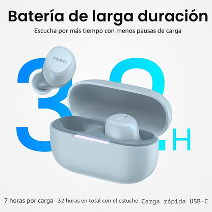 TOZO Auriculares inalámbricos A1 Bluetooth 5.3 de peso ligero en el...