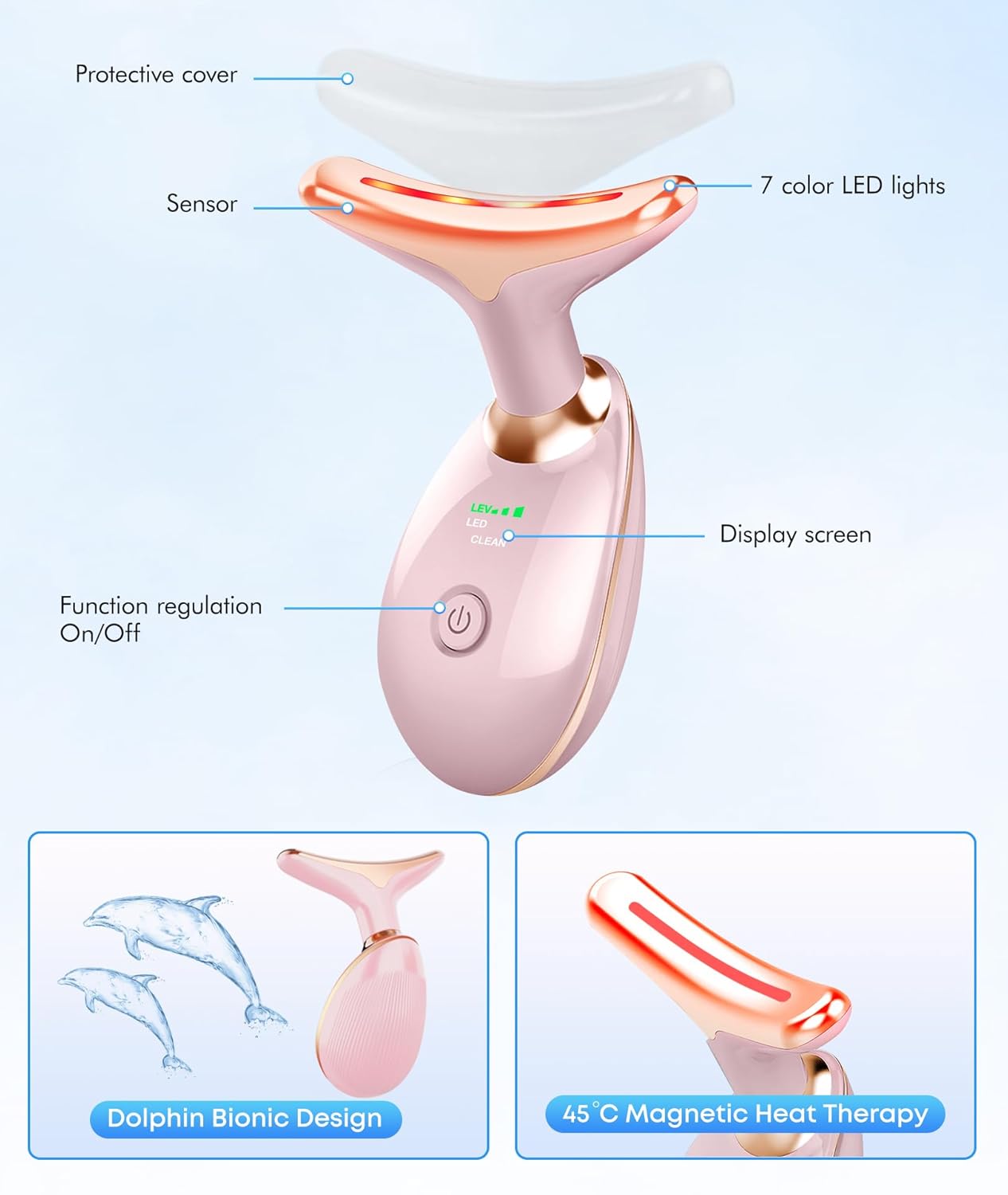 SDKWDH Terapia de Luz Roja para Cara y Cuello, Herramienta de Masaj...