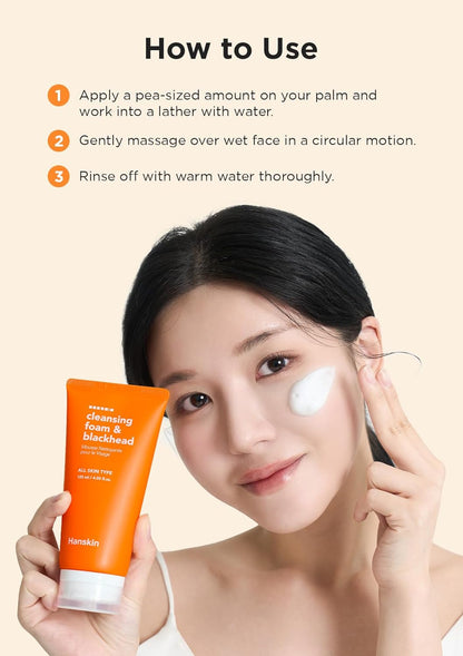 Hanskin Limpiador facial de espuma limpiadora de poros, lavado facial suave y removedor de maquillaje, limpieza profunda de poros para piel hidratada y suave 4.06 (fl oz)