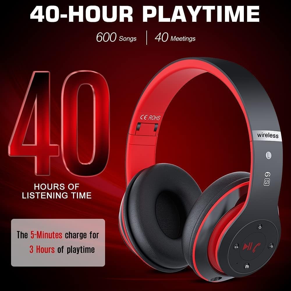 Prtukyt Auriculares Bluetooth 6S sobre la oreja, estéreo de alta fi...