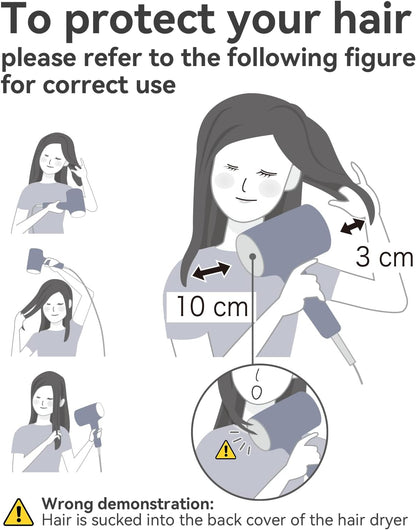 Secador de pelo con difusor, secador de pelo CONFU para mujeres, se...