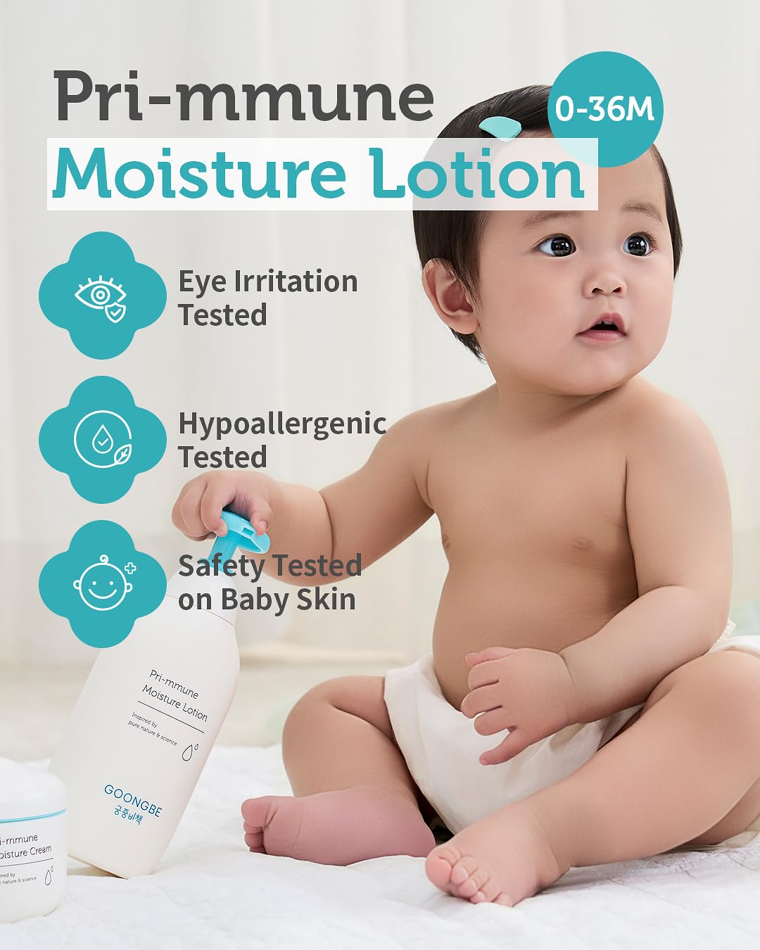GOONGBE Pri-mmune - Loción hidratante corporal coreana para bebé, h...