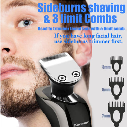 Afeitadora eléctrica para hombres, recargable, 100% impermeable, rotativa para afeitarse con recortadora de nariz, patillas, recortadora, cepillo de limpieza facial