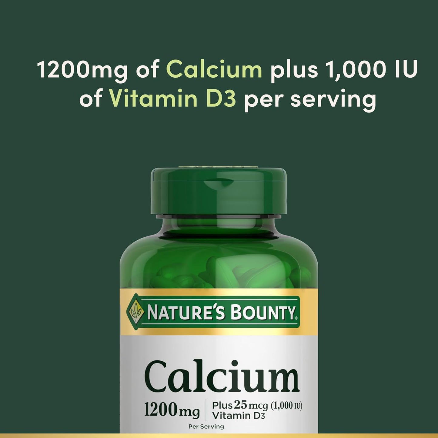 Calcio 0,04 oz de Nature\u2019s Bounty. Plus Vitamina D3., AUS-060,...