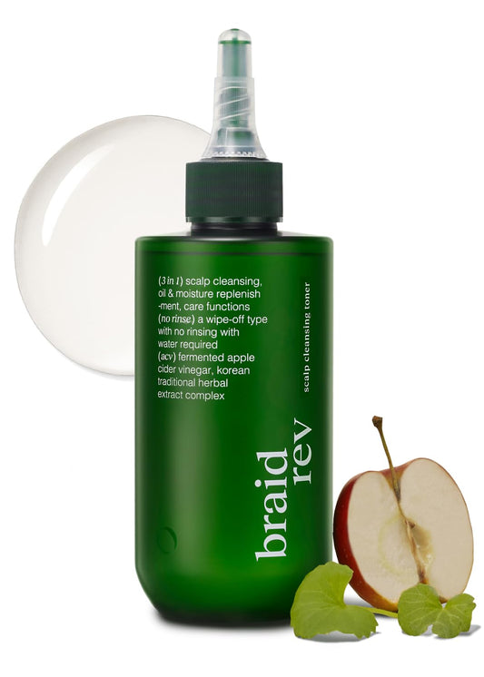 Tónico Limpiador de Cuero Cabelludo Bephor con Vinagre de Sidra de Manzana para Cabello Trenzado, Exfoliante Hidratante para el Cuero Cabelludo Sin Enjuague, 6.76 Fl Oz