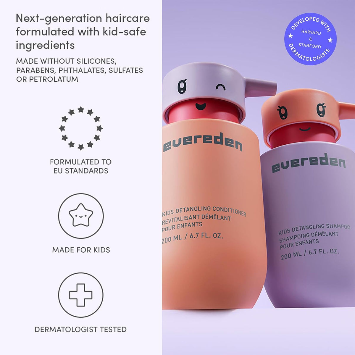 Evereden Juego de champú y acondicionador para niños, tamaño de via...