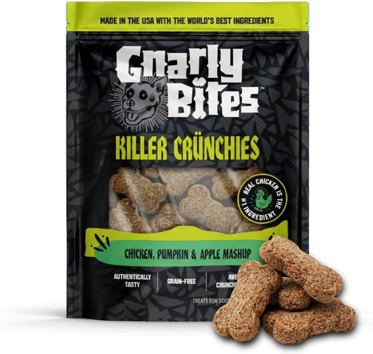 Gnarly Bites Killer Crunchies - Golosinas para perros, aperitivo cr...