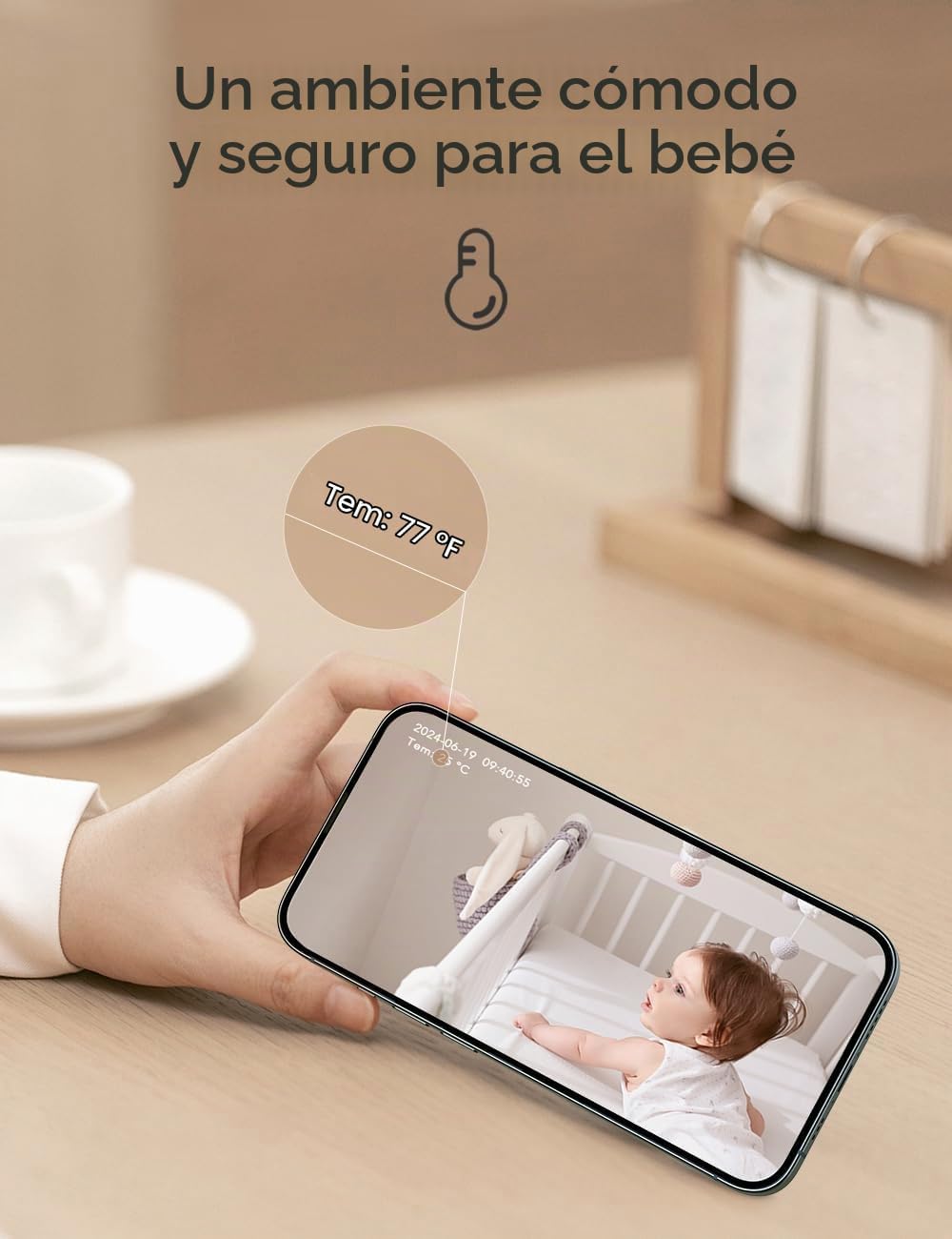 nooie Monitor de bebé 5G mejorado con WiFi, monitor de cámara de be...