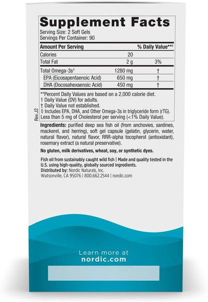 Nordic Naturals Ultimate Omega, sabor a limón, 180 geles suaves, 12...