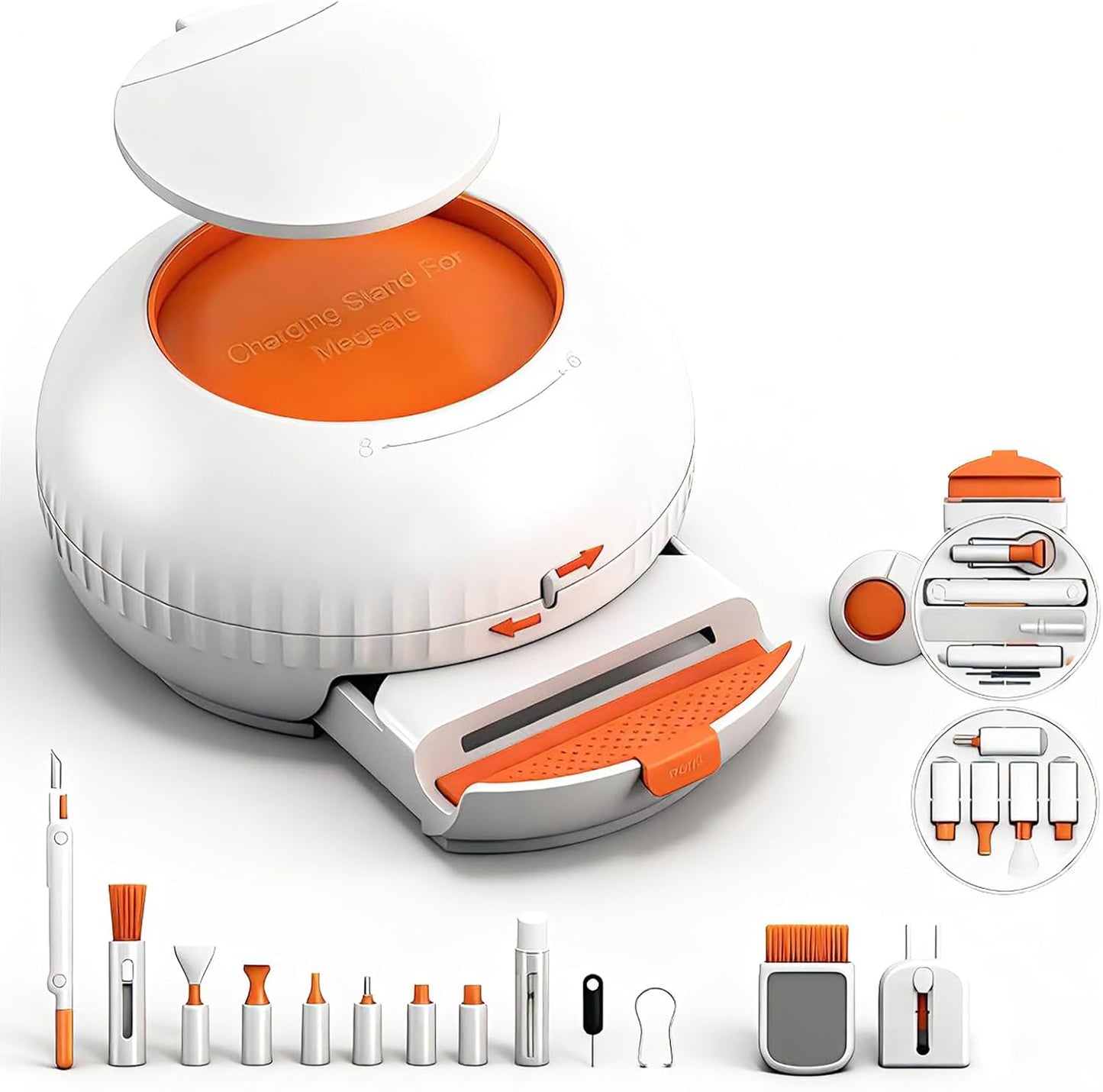Kit de limpieza electrónica 25 en 1 - Divisor de cargador + extractor de llaves/cepillos/hisopos de limpieza profunda para teléfonos, portátiles, cámaras, realidad virtual, auriculares y