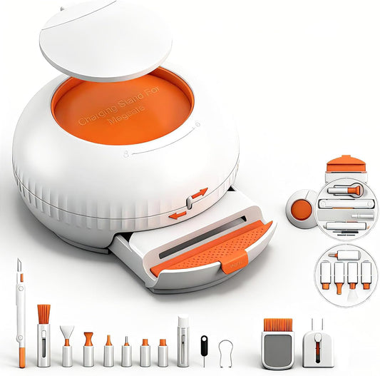 Kit de limpieza electrónica 25 en 1 - Divisor de cargador + extractor de llaves/cepillos/hisopos de limpieza profunda para teléfonos, portátiles, cámaras, realidad virtual, auriculares y