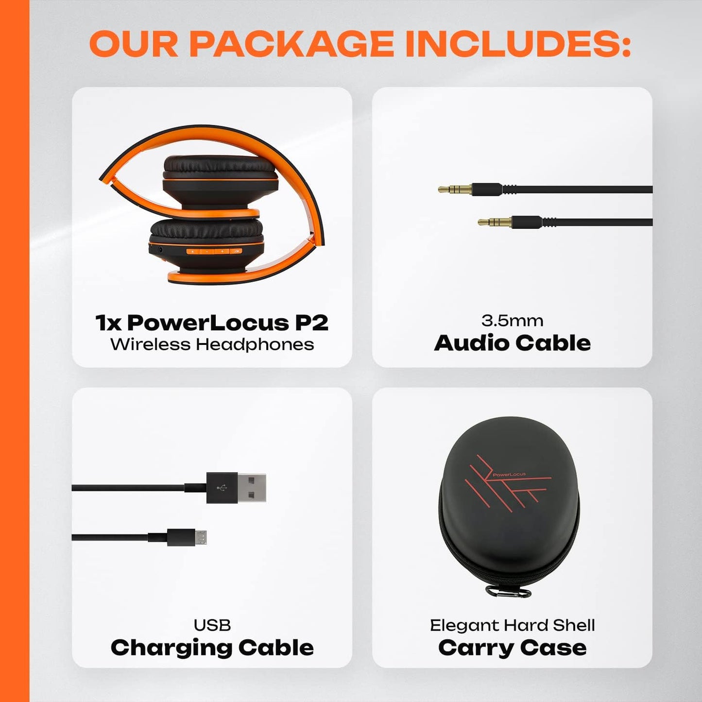 PowerLocus Auriculares Bluetooth sobre la oreja, auriculares inalám...