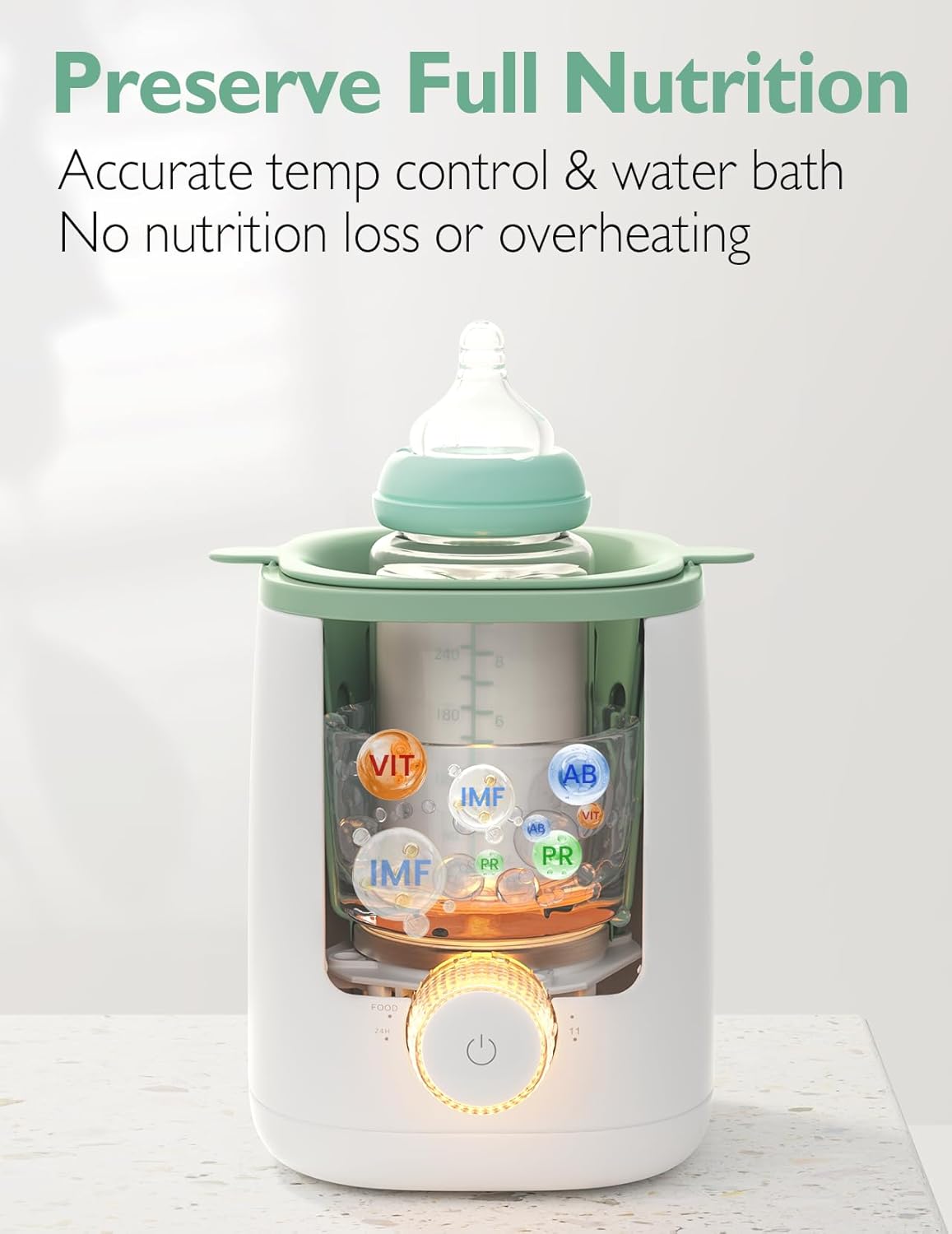 Momcozy Calentador de biberones para leche materna, alimentos de fórmula de leche materna, nutrientes más completos conservados, calor rápido, luz nocturna para lactancia nocturna, fácil de usar con