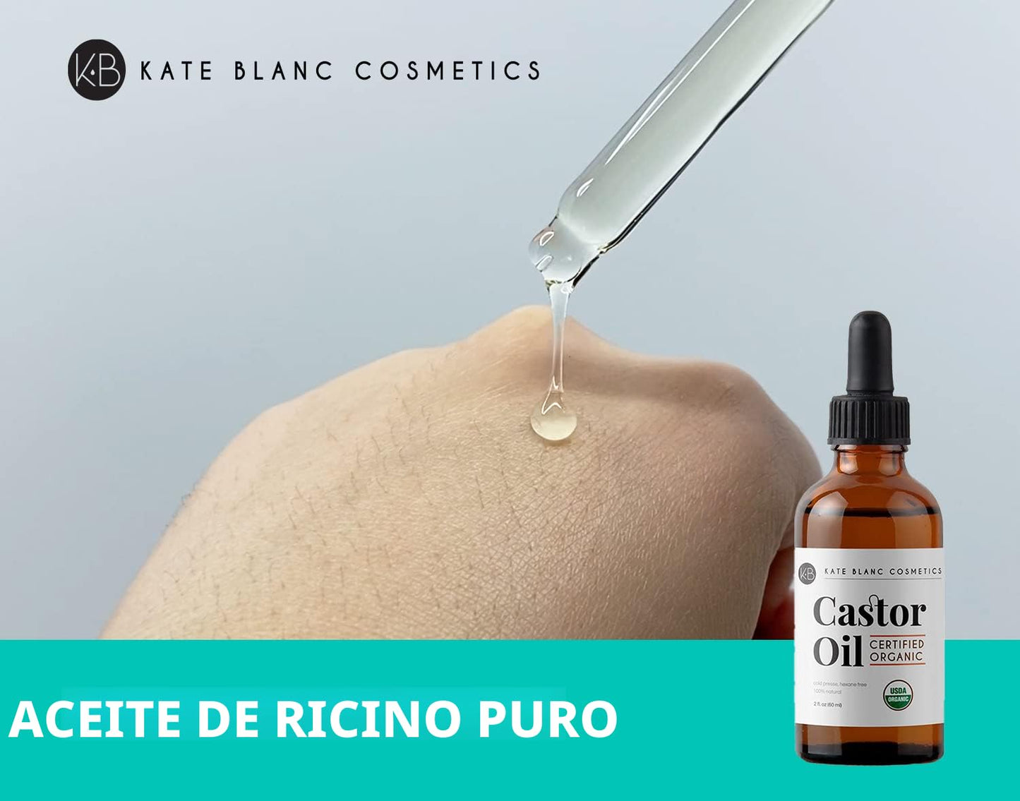 Kate Blanc Cosmetics Aceite de ricino orgánico para cabello, pestañ...