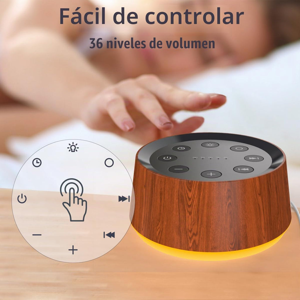 Máquina de Sonido de Ruido Marrón con 30 Sonidos Relajantes, Luz No...