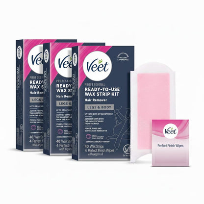 VEET Tiras de cera de azúcar para depilación corporal de mujer, kit...