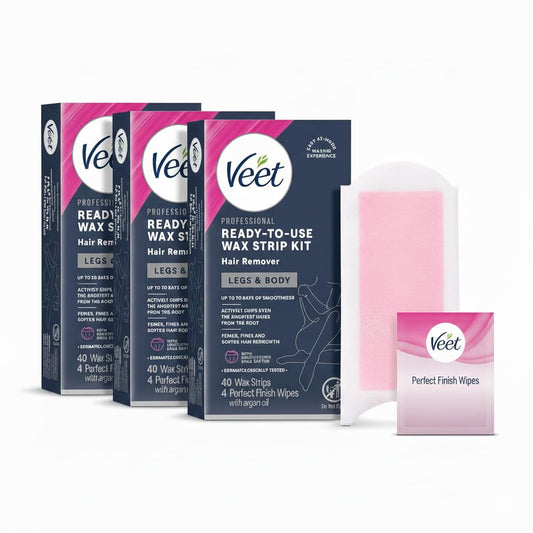 VEET Tiras de cera de azúcar para depilación corporal de mujer, kit...
