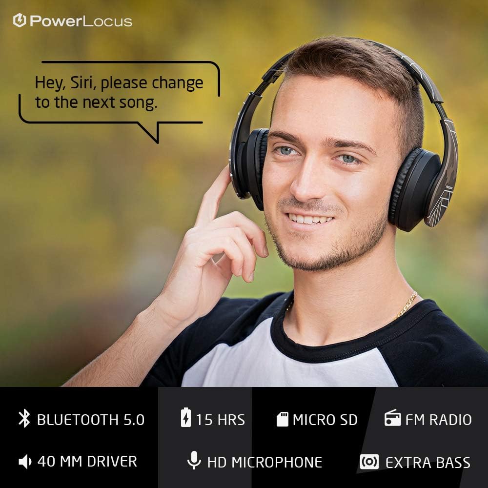 PowerLocus Auriculares Bluetooth sobre la oreja, auriculares inalám...
