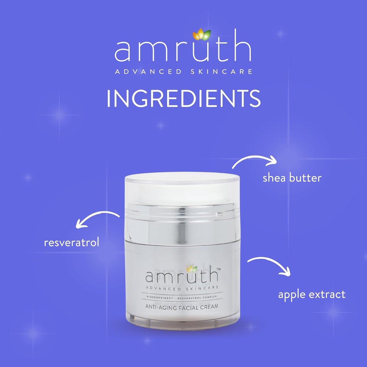 Amruth Resveratrol Crema facial antienvejecimiento diaria, tarro de...
