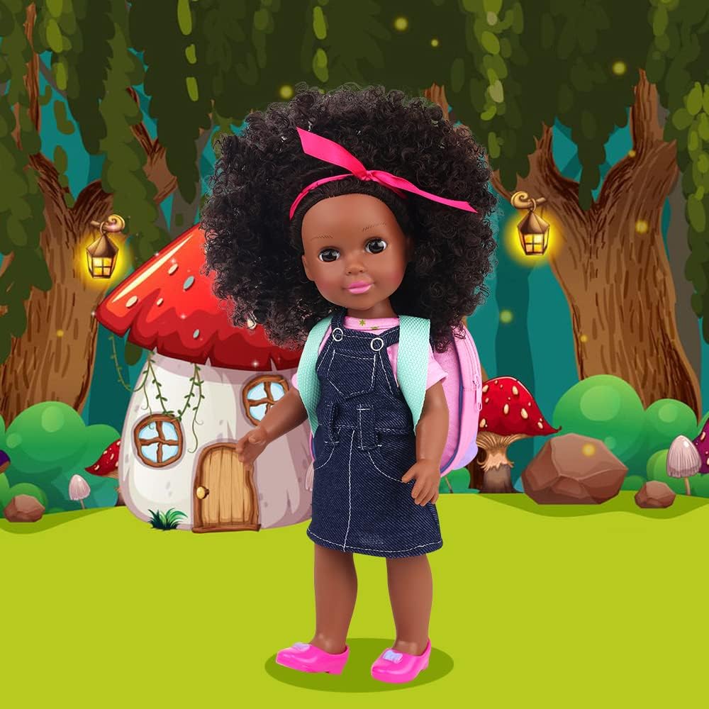 Ecore Fun Muñeca negra de 14.5 pulgadas, juego de ropa y muñeca afr...