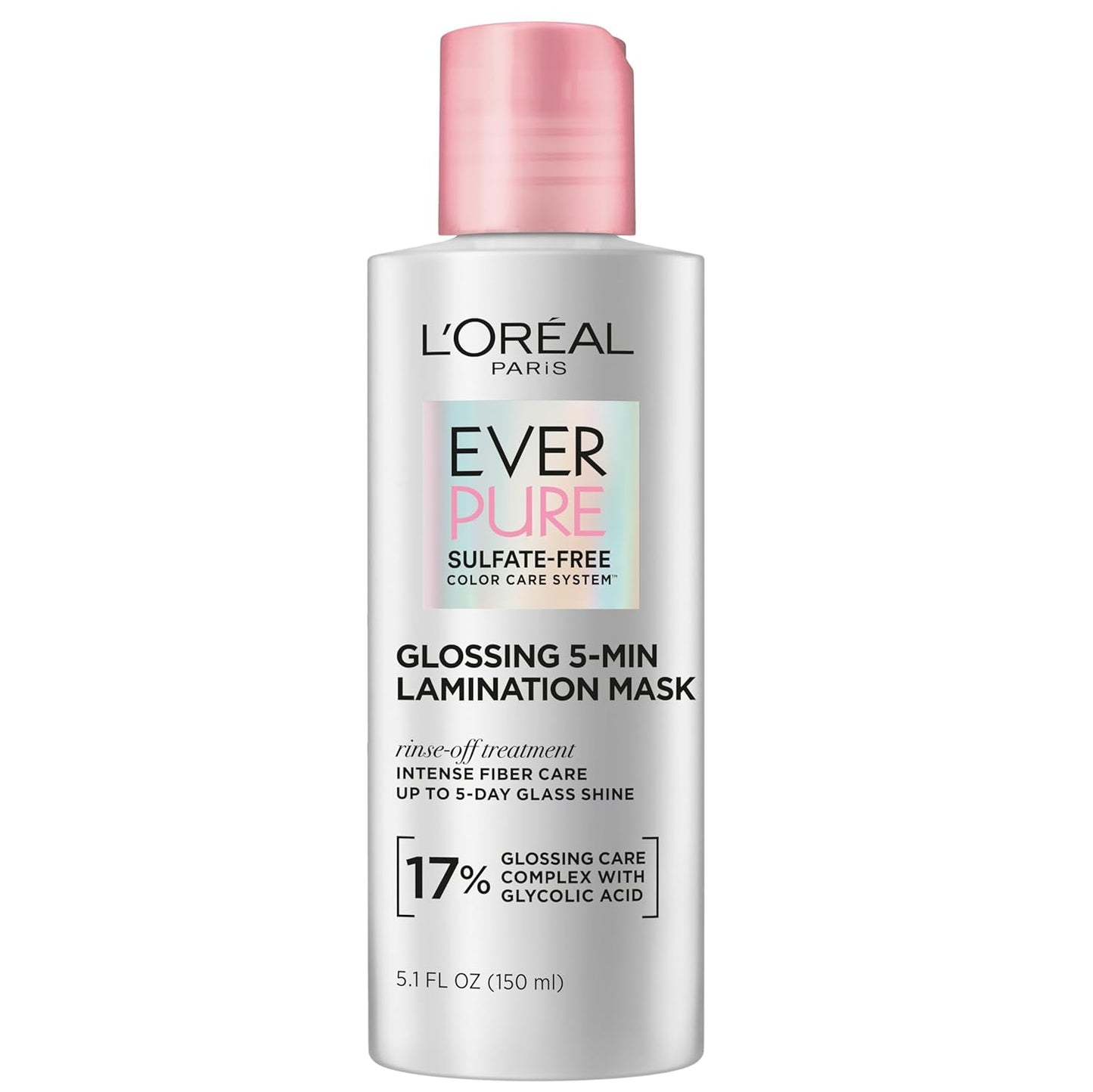 L'Oreal Paris Máscara capilar de laminación Glossing con ácido glicólico, tratamiento capilar para un brillo duradero y suavidad para cabello opaco y seco, EverPure, 5.1 onzas líquidas